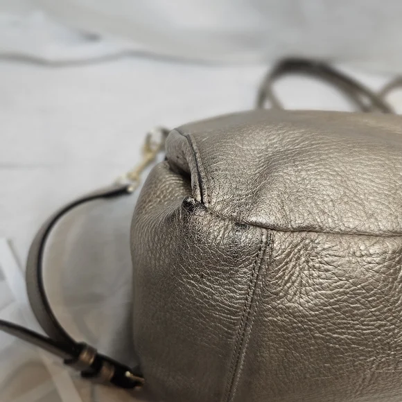 Authentic Coach Morgan Satchel | Style F35185 | Metallic Gold Pebbled Leather - Picture 7 of 16